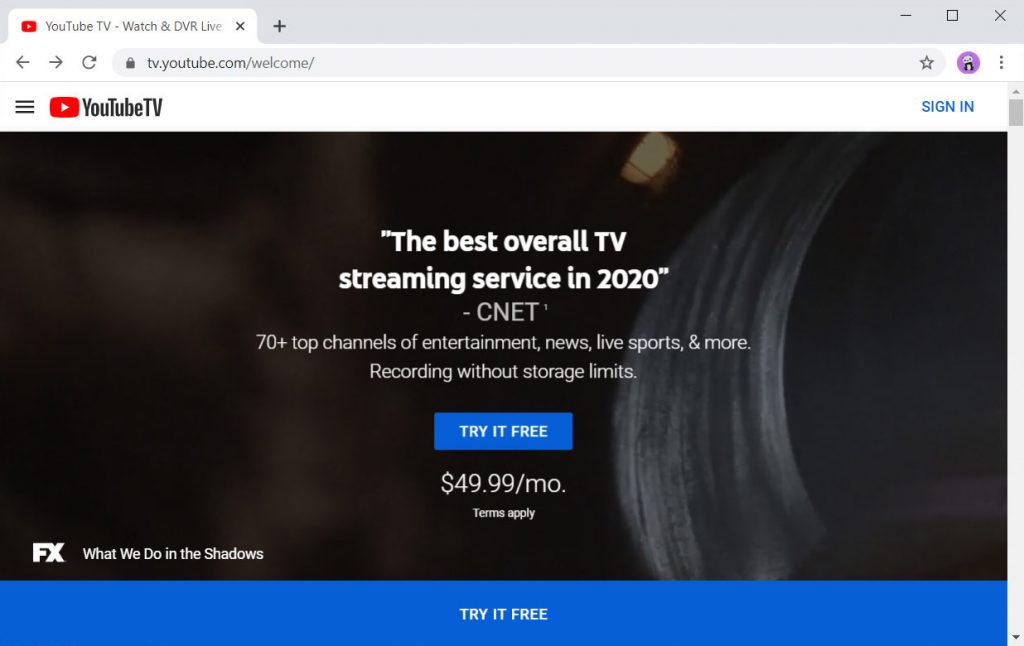 Monthly price for YouTube TV