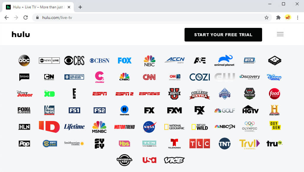 Certaines chaînes sur Hulu Live TV