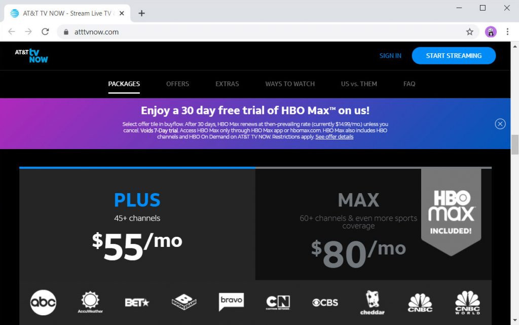 Monthly price for DirecTV Now