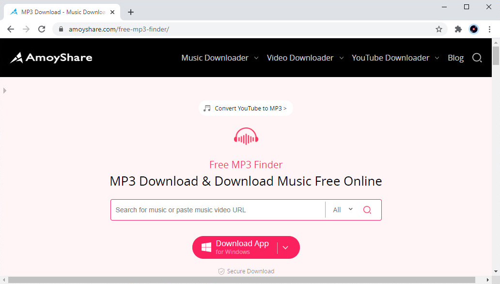 AmoyShare Free MP3 Finderで音楽をダウンロードする