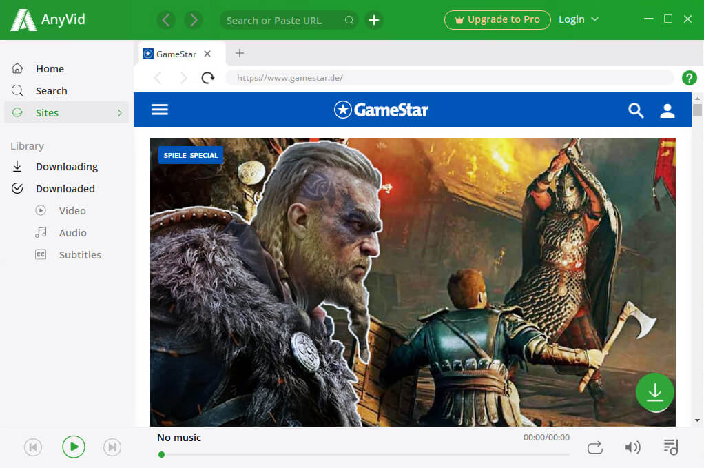 Access to GameStar via AnyVid