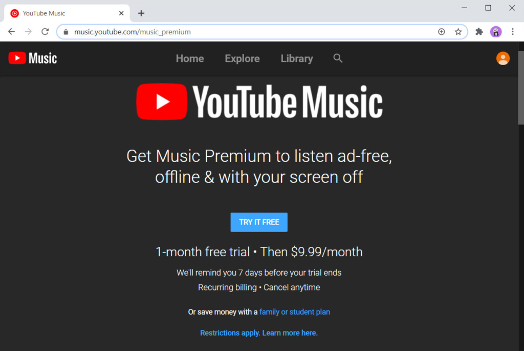 YouTube Music 프리미엄