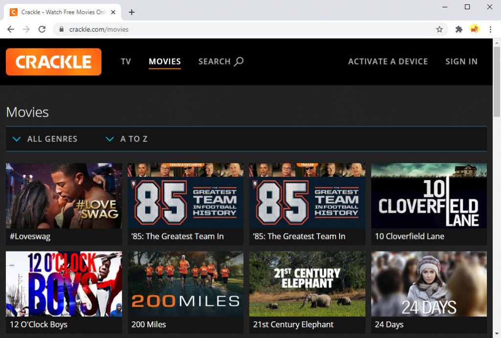 Des sites comme FMovies - Crackle