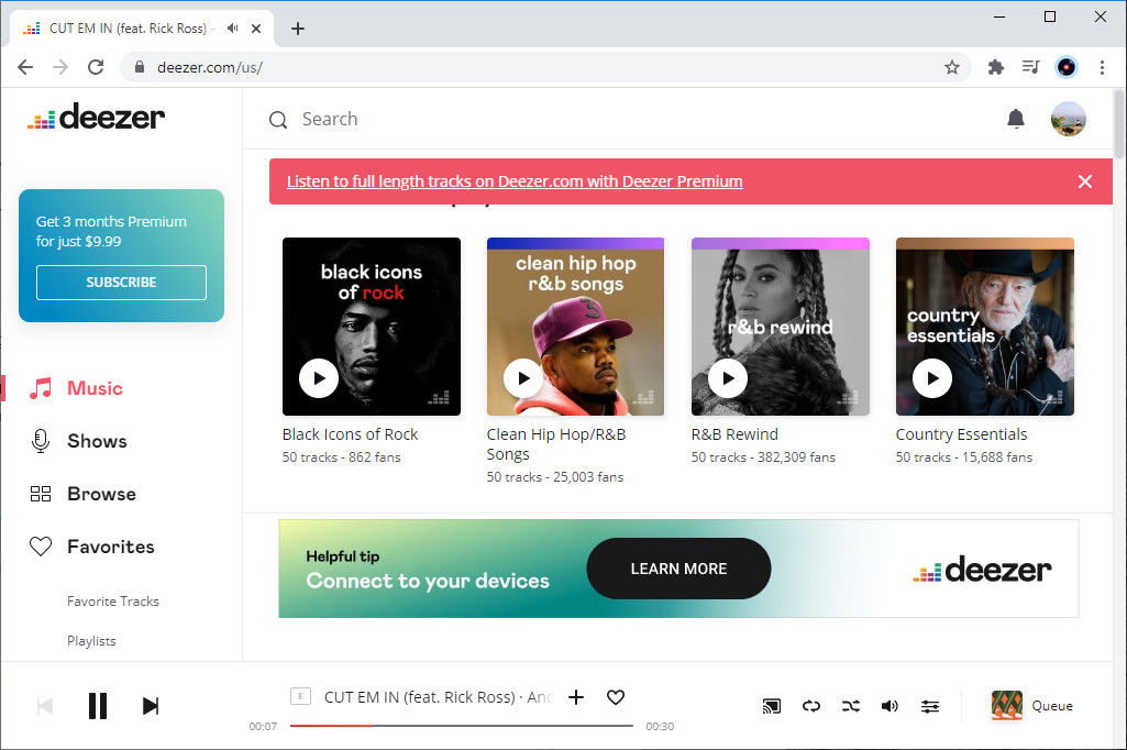 Alternative à Pandora - Deezer