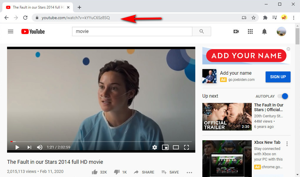 Copy a link from YouTube