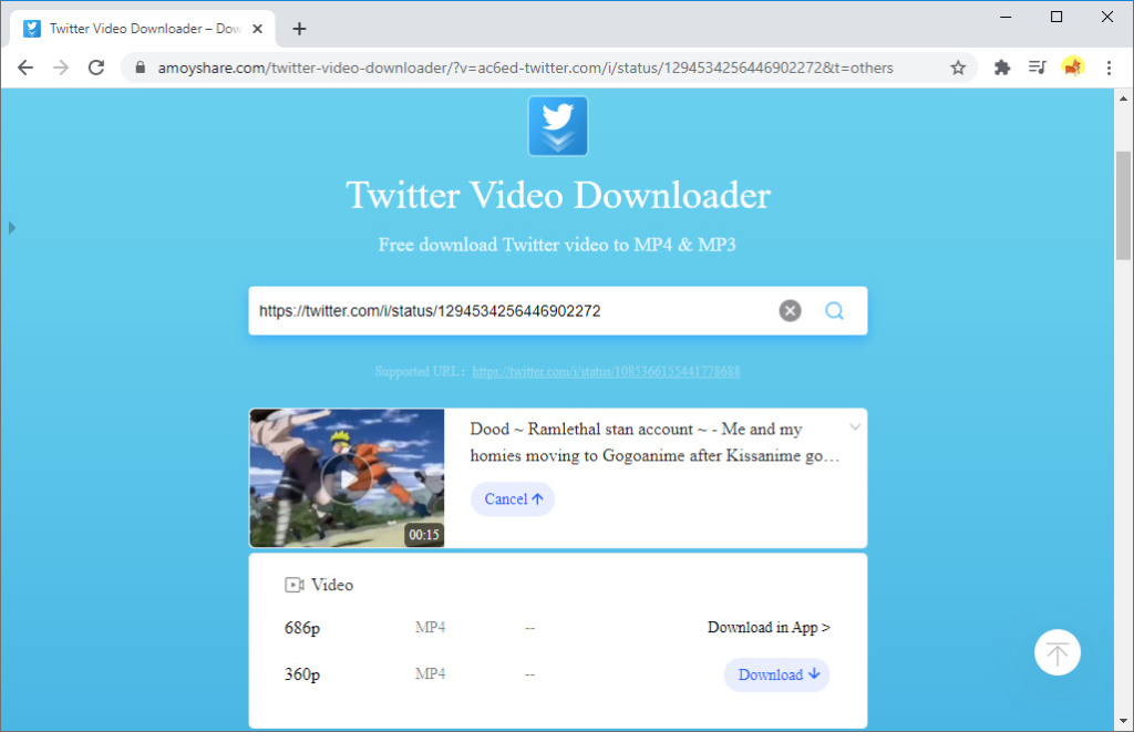 Laden Sie das Twitter-Video auf dem AmoyShare Twitter-Video-Downloader herunter