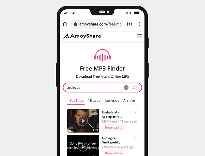 Search for music with Free MP3 Finder