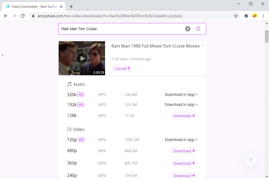 Suchen Sie nach dem Film und laden Sie ihn herunter