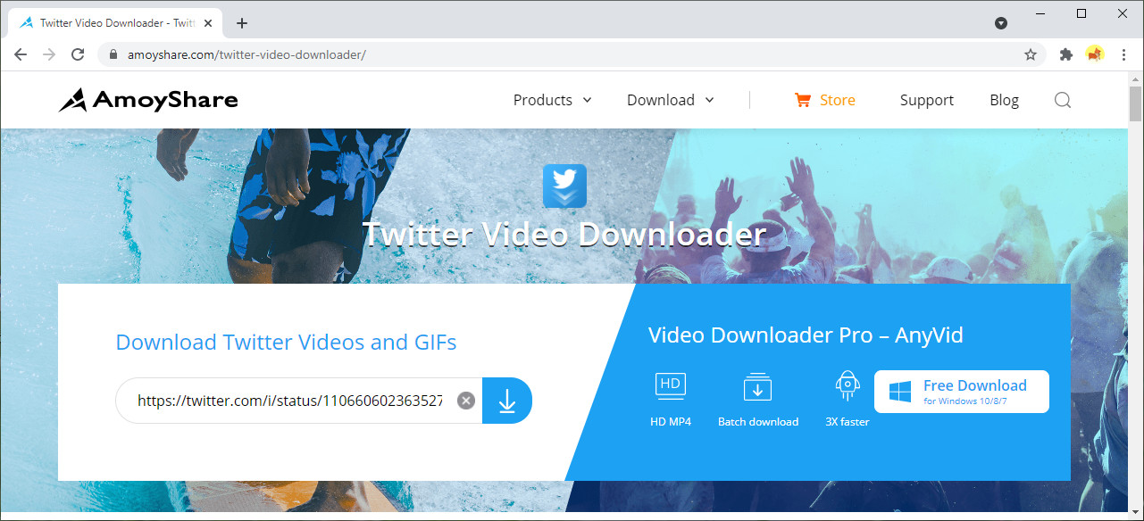 Pega la URL del video de Twitter