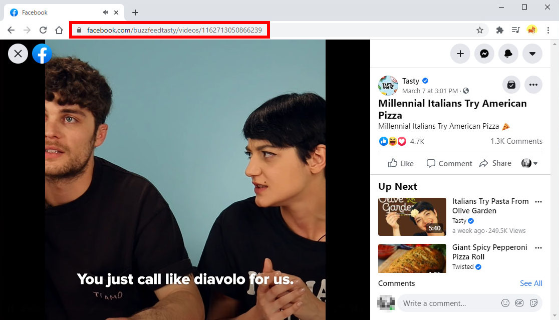 Copiar URL de vídeo do Facebook