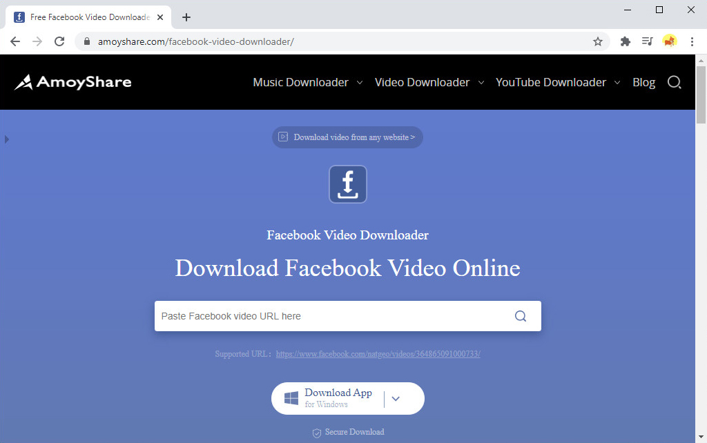 Downloader di video Facebook AmoyShare