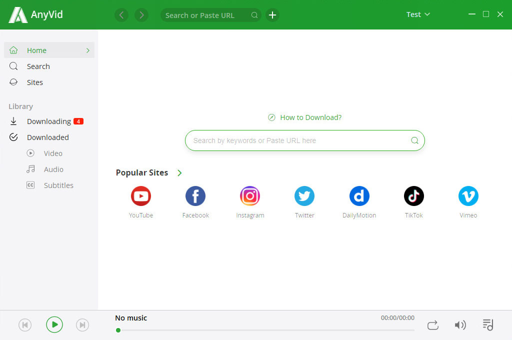 AnyVid video downloader for Windows