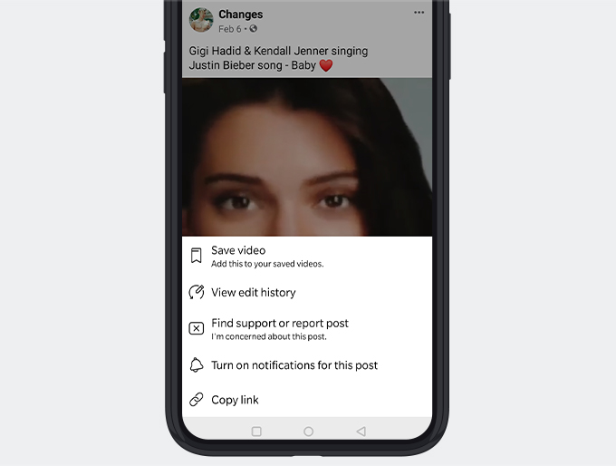 Copier le lien vidéo depuis l'application Facebook