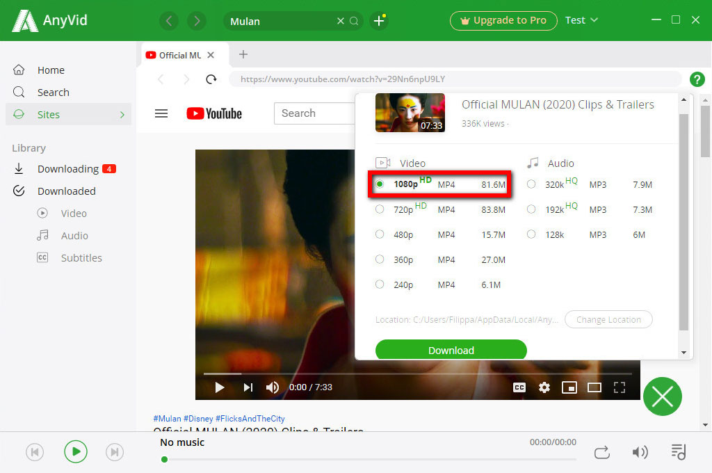 Download HD video