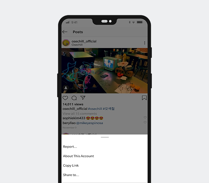 Copiez le lien vidéo Instagram Android