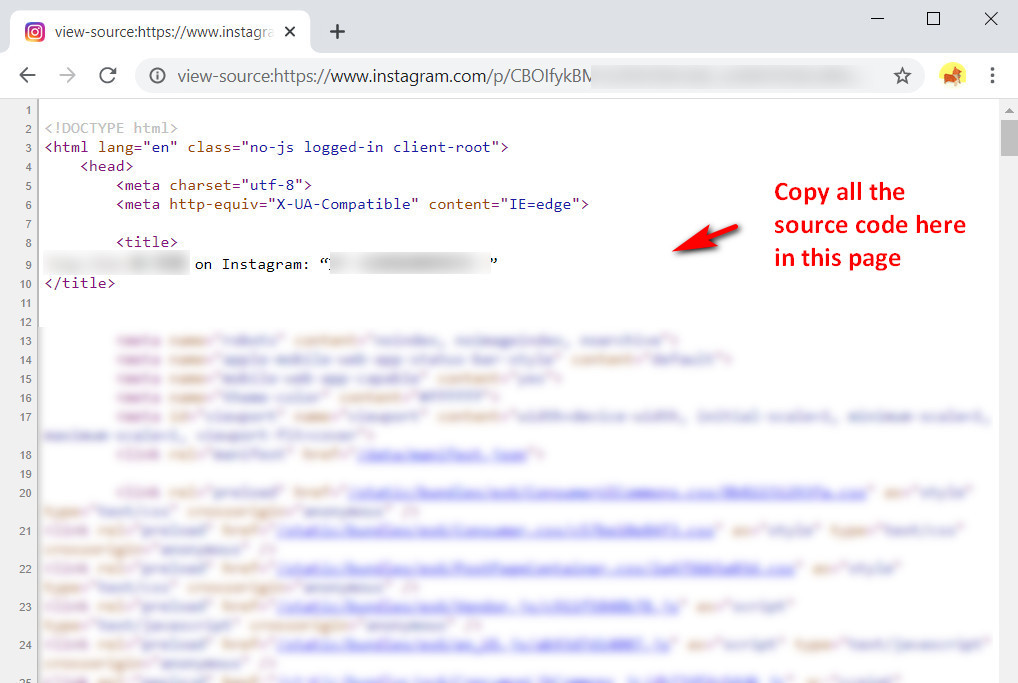 Go to the new page and copy the source code