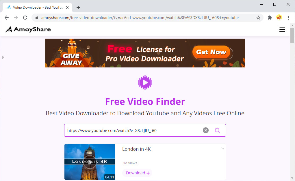 AmoyShare Бесплатный видео Finder