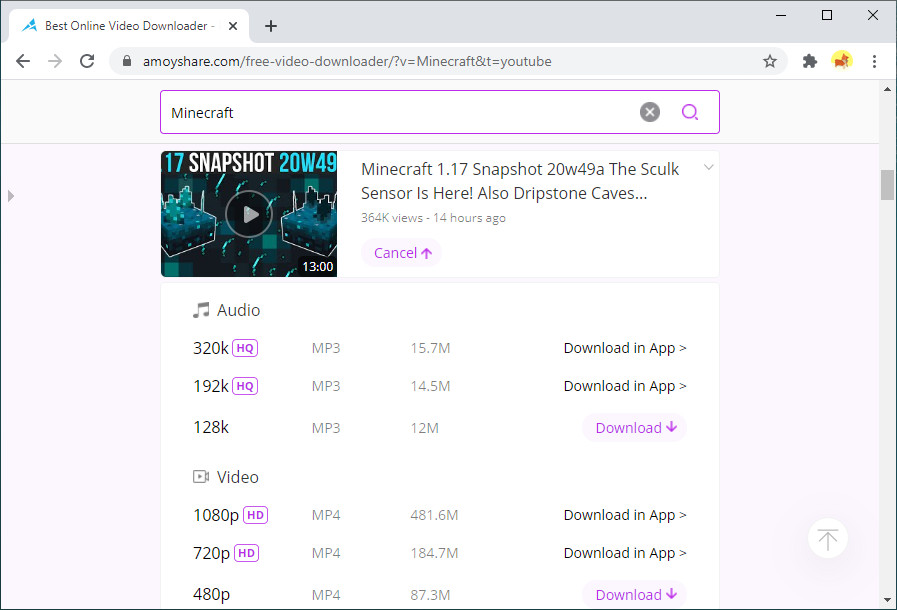 Sélectionnez la qualité et téléchargez la vidéo