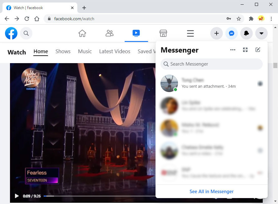 Abra o Messenger na web