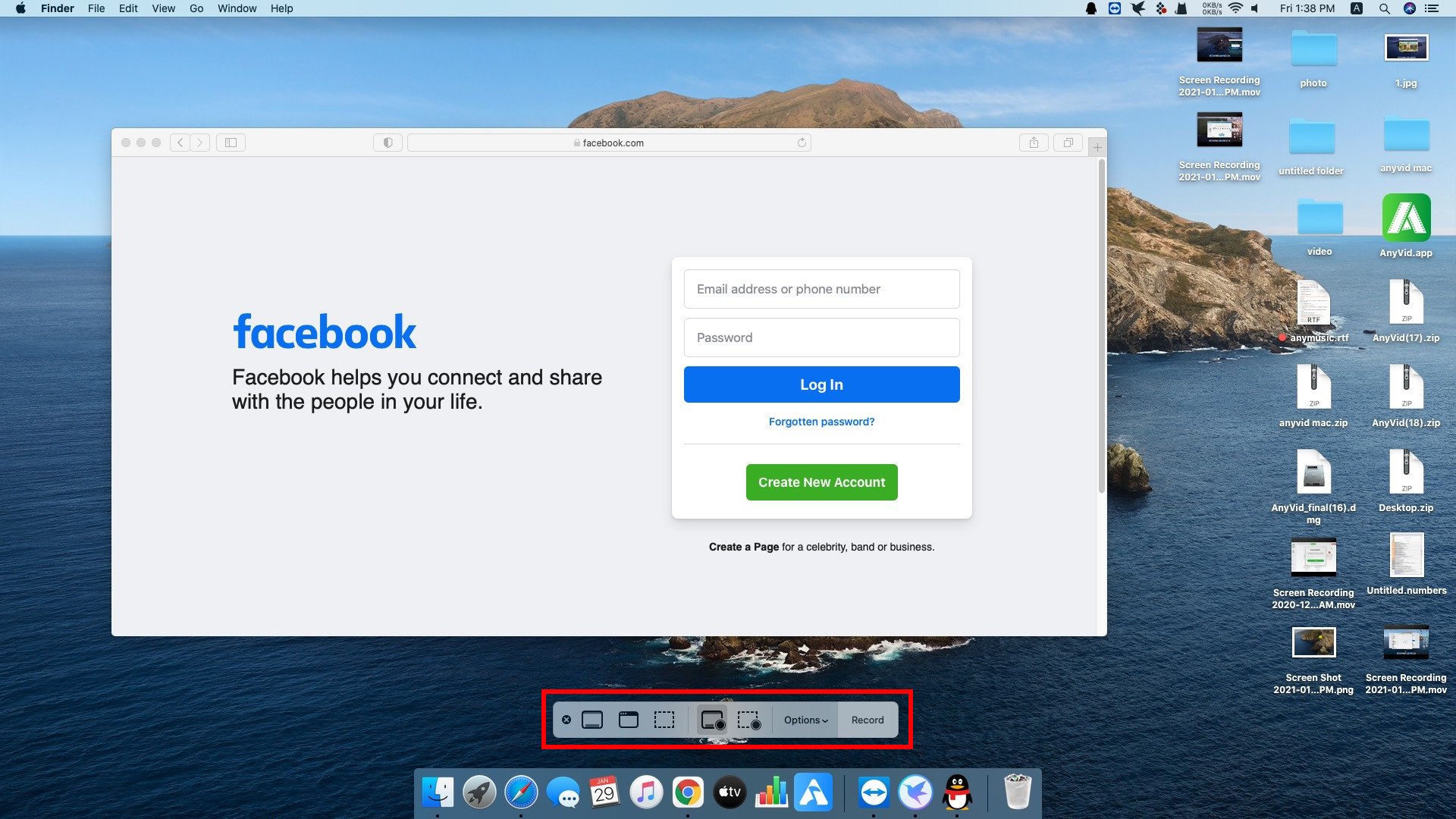 Registra video di Facebook su Mac