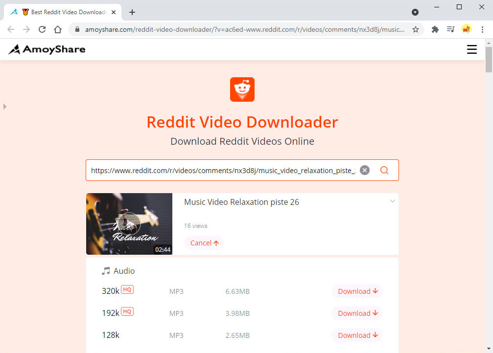 Baixe o vídeo do Reddit para MP3