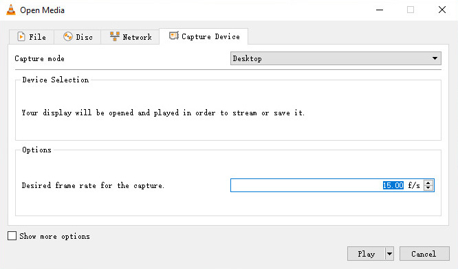 Set Capture mode and frame rate