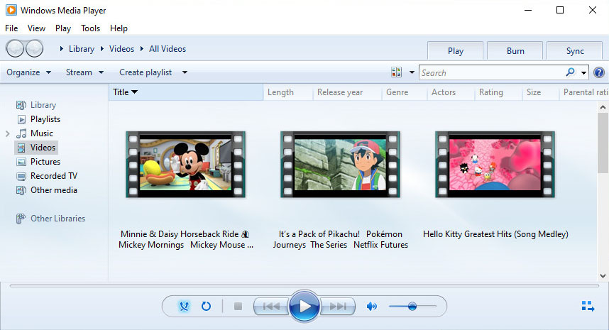 ของ Windows Media Player