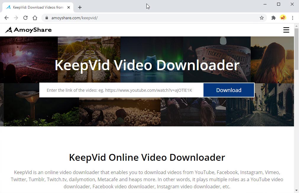 Downloader de vídeo online KeepVid