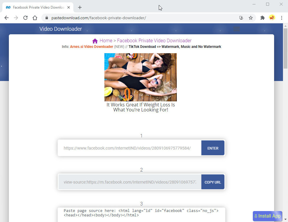 PastedownloadFacebookプライベートビデオダウンローダー