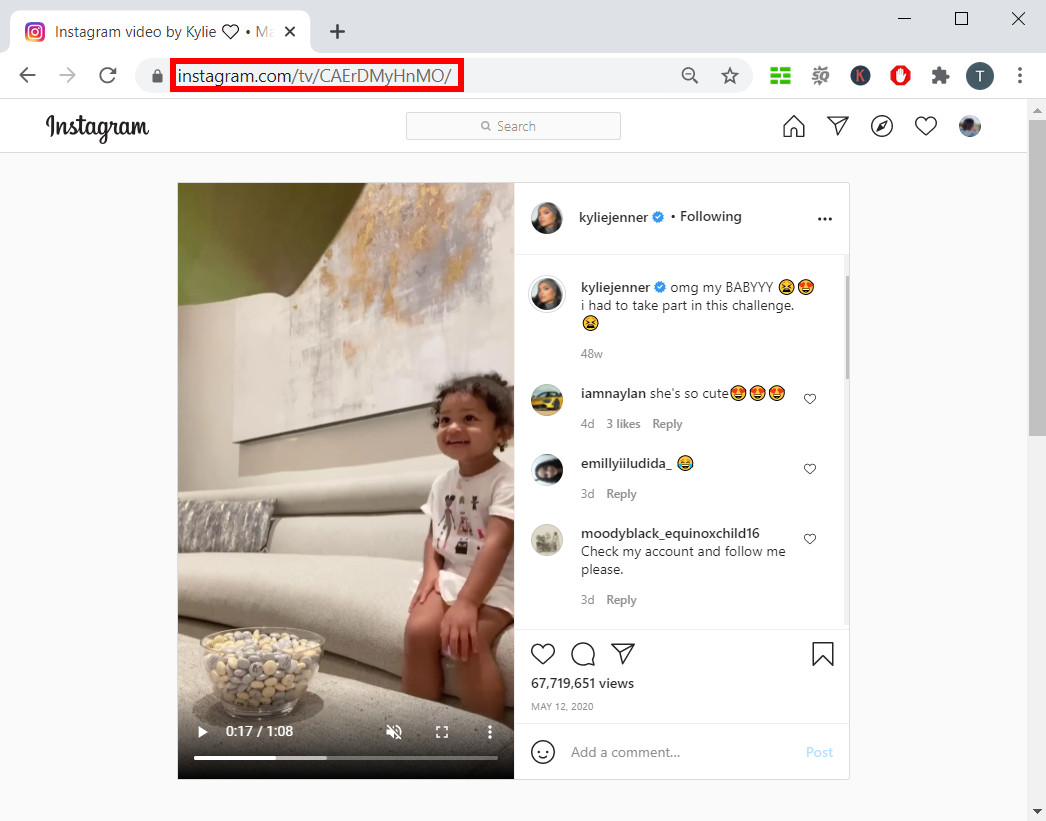 Recherchez la vidéo IGTV