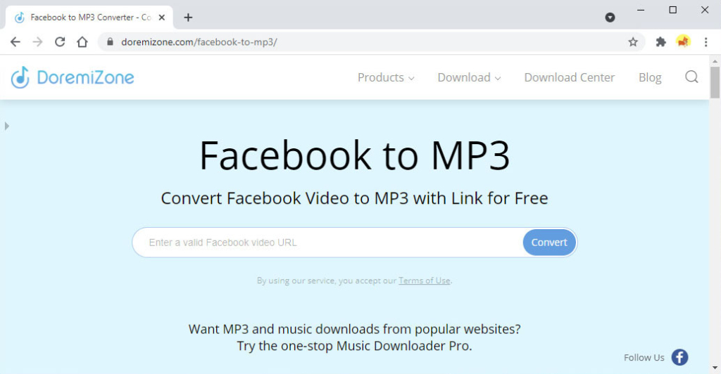 Convertidor DoremiZone de Facebook a MP3
