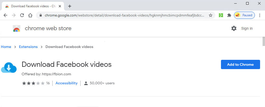 Download Facebook Videos Chrome extension