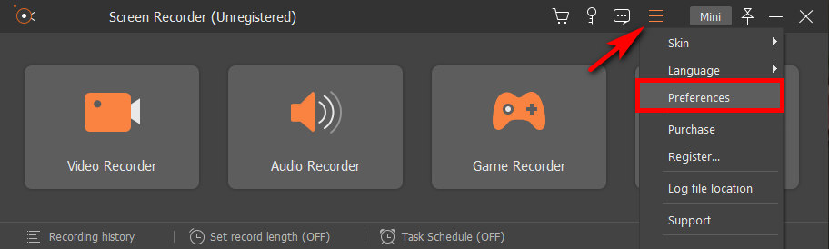 AmoyShare Screen Recorder에서 MP4를 출력 비디오 형식으로 설정