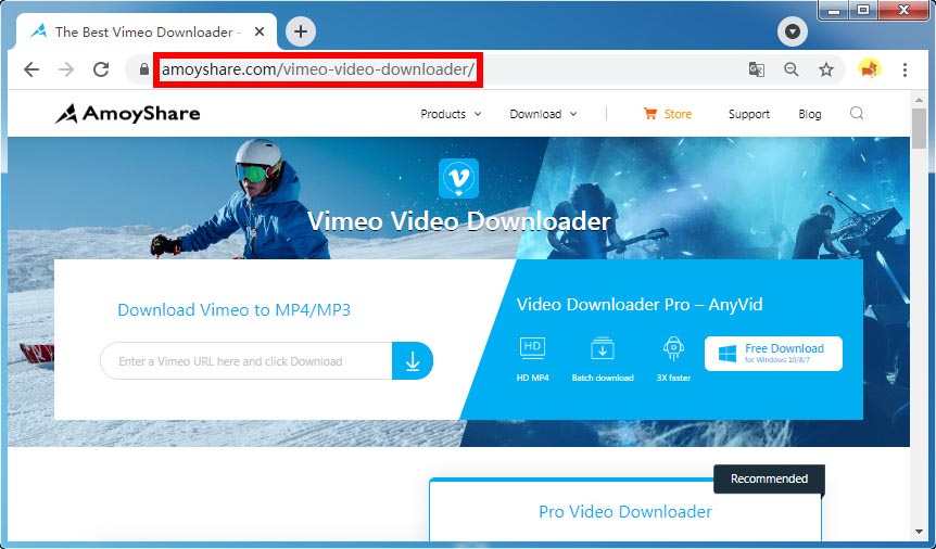 Open Amoyshare Vimeo video downloader