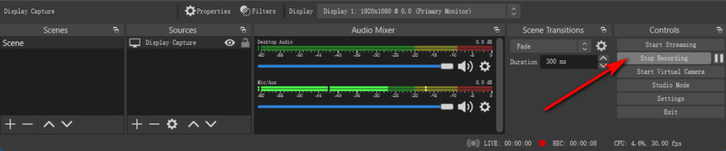 Stop recording with OBS