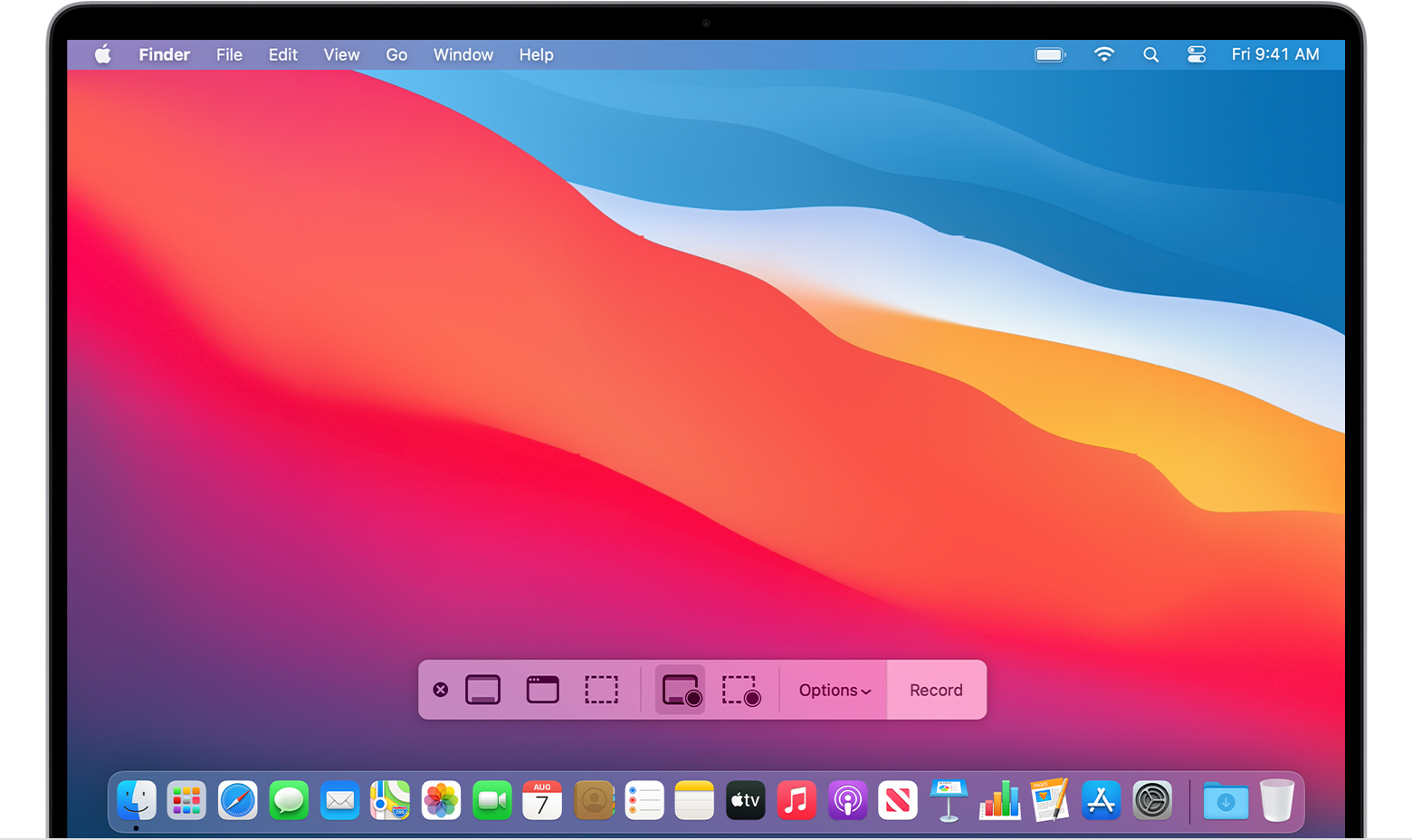 Registra lo schermo su Mac con audio tramite la barra degli strumenti Screenshot