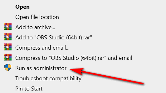 Run OBS as administrator