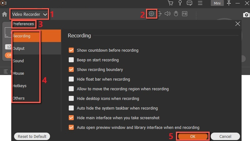  Configure the recording settings
