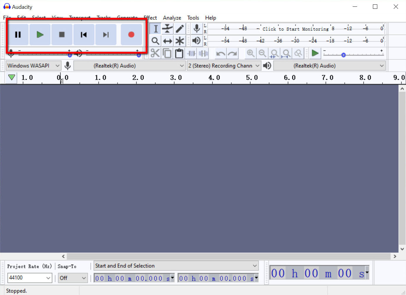 Avvia e interrompi la registrazione dell'audio con Audacity