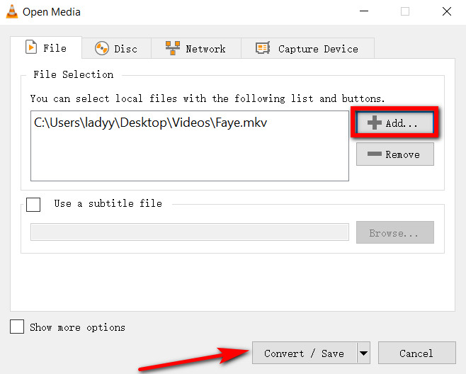 Convert MKV to MP4 by using VLC
