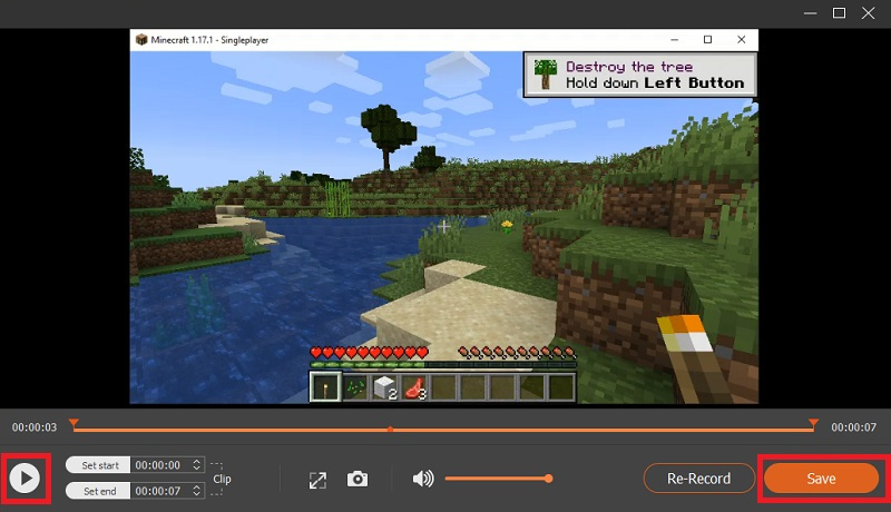 Preview the recorded Minecraft