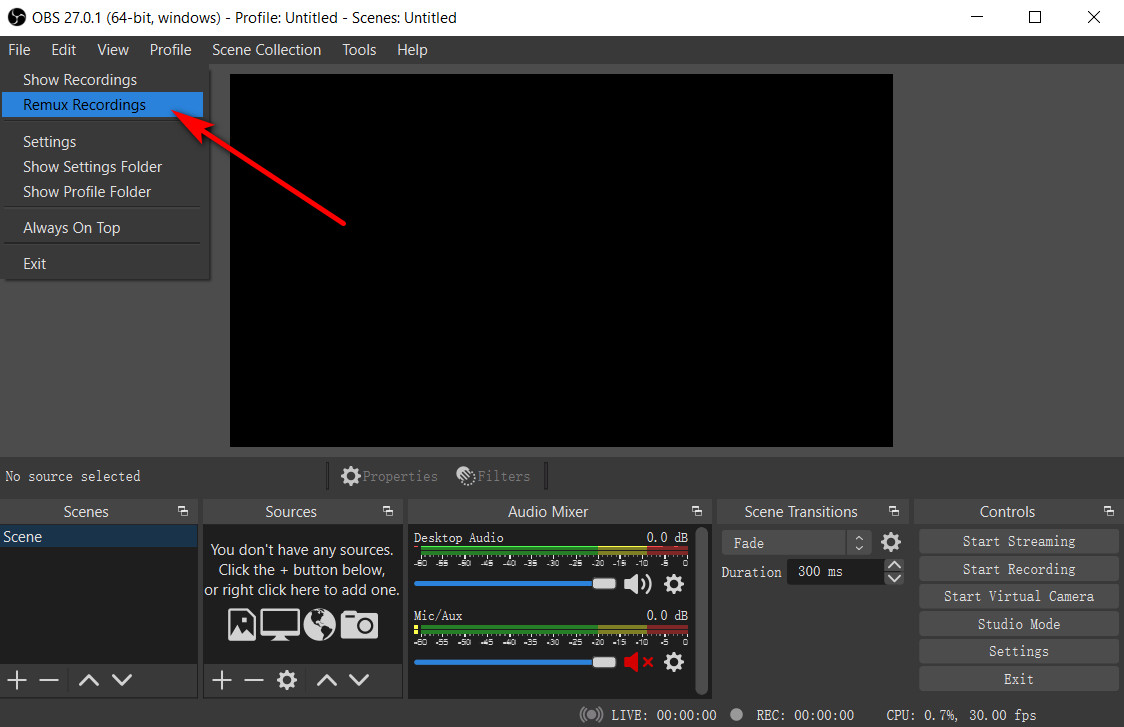 How to convert MKV to MP4 with OBS
