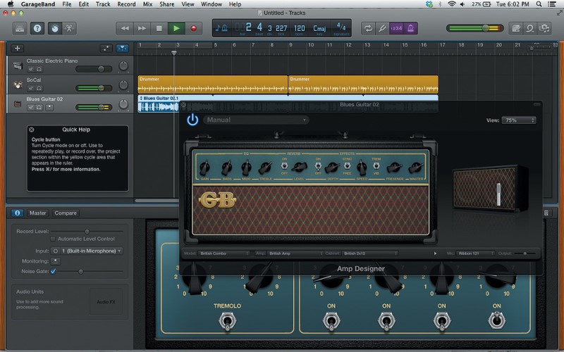 Grave áudio no Mac com o GarageBand