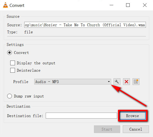 Select the format MP3 to convert