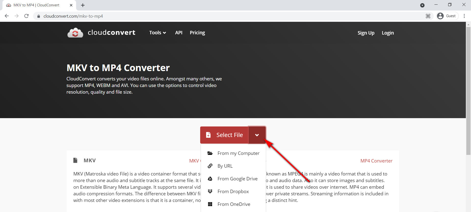 Como converter MKV para MP4 online