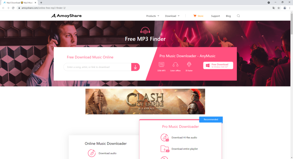 Buscador de MP3 gratuito de AmoyShare