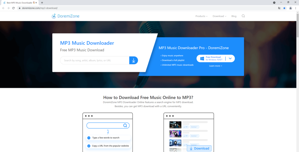 Sitio de descarga de MP3 DoremiZone MP3 Downloader
