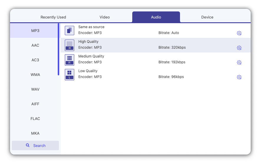 Select MP3 Format