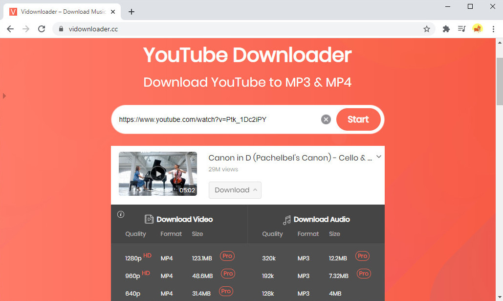 Pobierz wideo z YouTube za pomocą Vidownloader