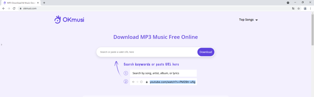 OKmusi MP3 finder online